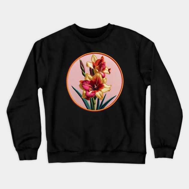 Gladiolus Embroidered Patch Crewneck Sweatshirt by Xie